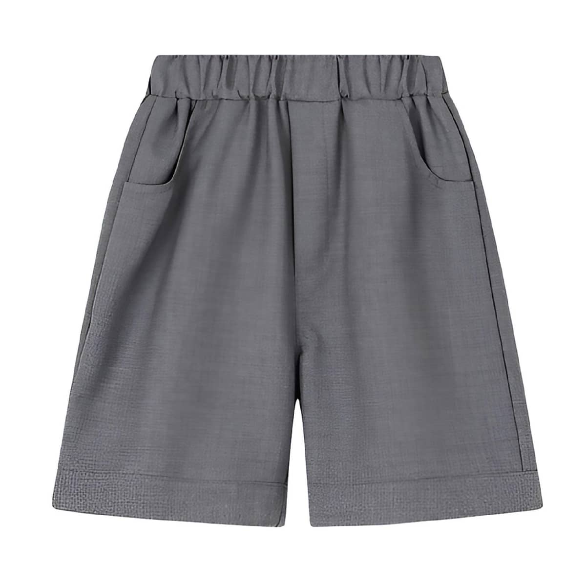 Boys Cotton Blend Summer Shorts - Grey, Size 140 (Length 39 cm)