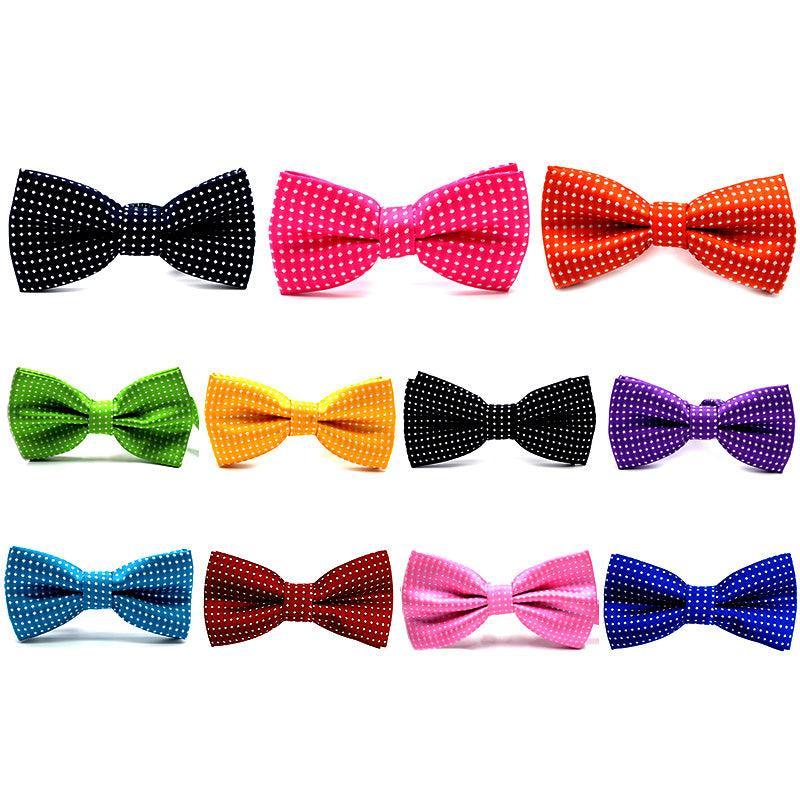 Boys Polka Dot Bow Tie with Adjustable Strap - Dark Blue - view 3
