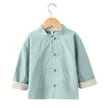 Boys Traditional Chinese Hanfu Top, Cotton Linen - Mint Green, 110 cm