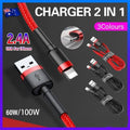 Braided Charging and Data Cable for iPhone and iPad - Red - view 2