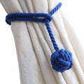 Braided Cotton Curtain Tiebacks with Hanging Ball, No Drill - Royal Blue, 1 Pair