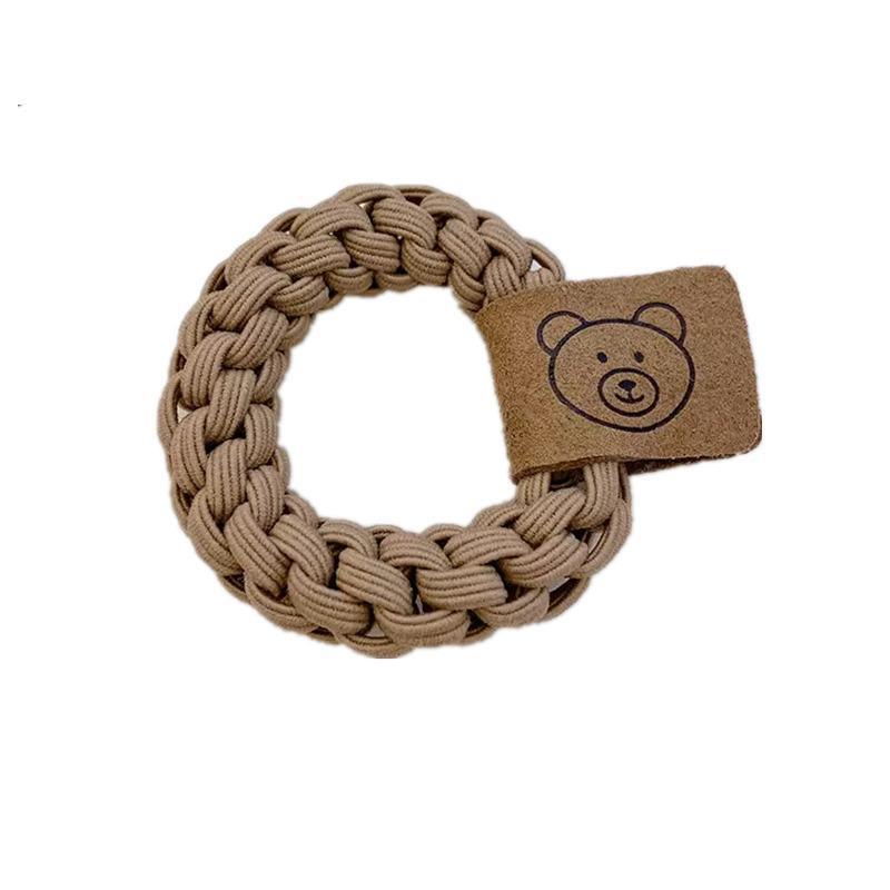 Braided Hair Ties Strong Elastic Cord - Khaki