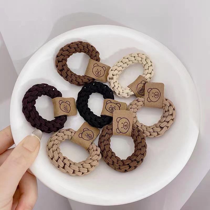 Braided Hair Ties Strong Elastic Cord - Khaki - view 4