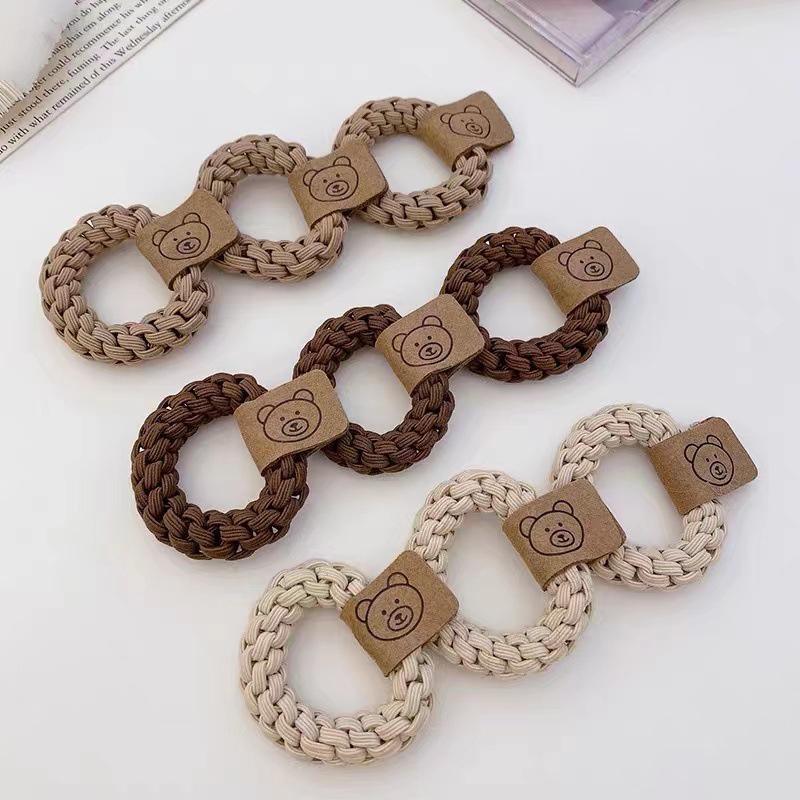 Braided Hair Ties Strong Elastic Cord - Khaki - view 7