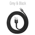 Braided Micro USB 2.4A Fast Charging Cable, 1 m - Grey and Black