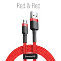 Braided Micro USB 2.4A Fast Charging Cable, 2 m - Red