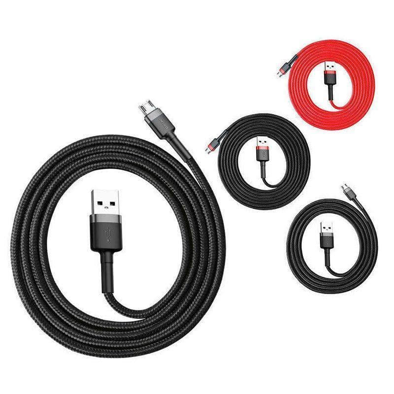 Braided Micro USB Charging and Sync Cable for Android, 1 m, Pack of 2 - Grey and Black - view 3
