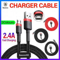 Braided Micro USB Charging and Sync Cable for Android, 1 m, Pack of 2 - Red and Black - view 2
