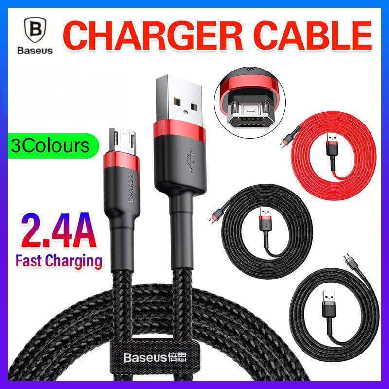 Braided Micro USB Charging and Sync Cable for Android, 1 m, Pack of 2 - Red and Black - view 2