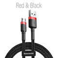 Braided Micro USB Charging and Sync Cable for Android, 2 m, Pack of 2 - Red and Black
