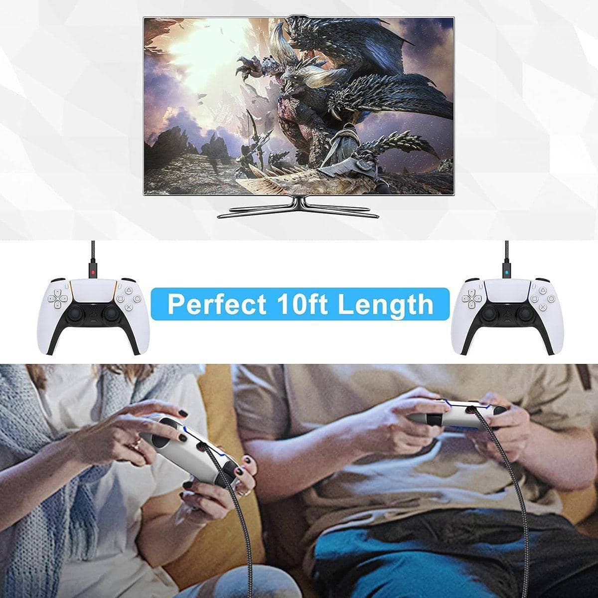 Braided USB-C Charging Cable for PS5 Controller - 3 Metre, Black - view 4