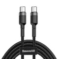 Braided USB-C to Type-C Fast Charge Cable, Black and Grey - 2 m, 100W