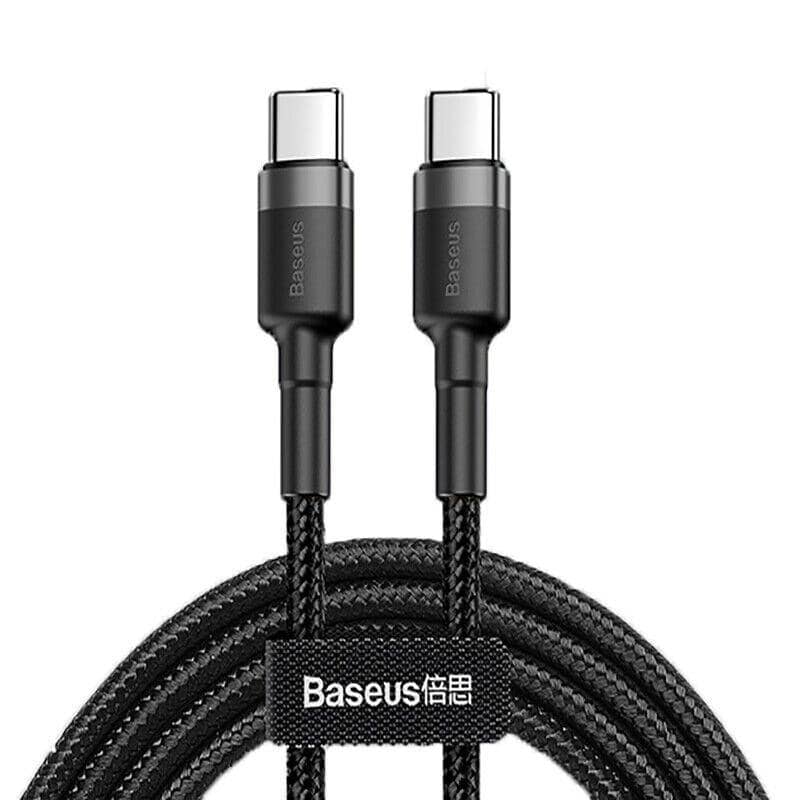 Braided USB-C to Type-C Fast Charge Cable, Black and Grey - 2 m, 100W