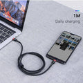 Braided USB-C to Type-C Fast Charge Cable, Black and Grey - 2 m, 100W - view 3