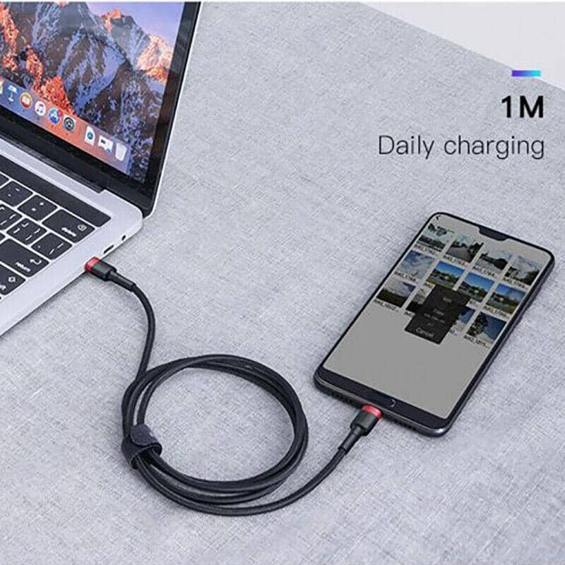 Braided USB-C to Type-C Fast Charge Cable, Black and Grey - 2 m, 100W - view 3