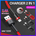 Braided USB Charging Cable for iPhone and iPad, 2 m, Pack of 2 - Red - view 2