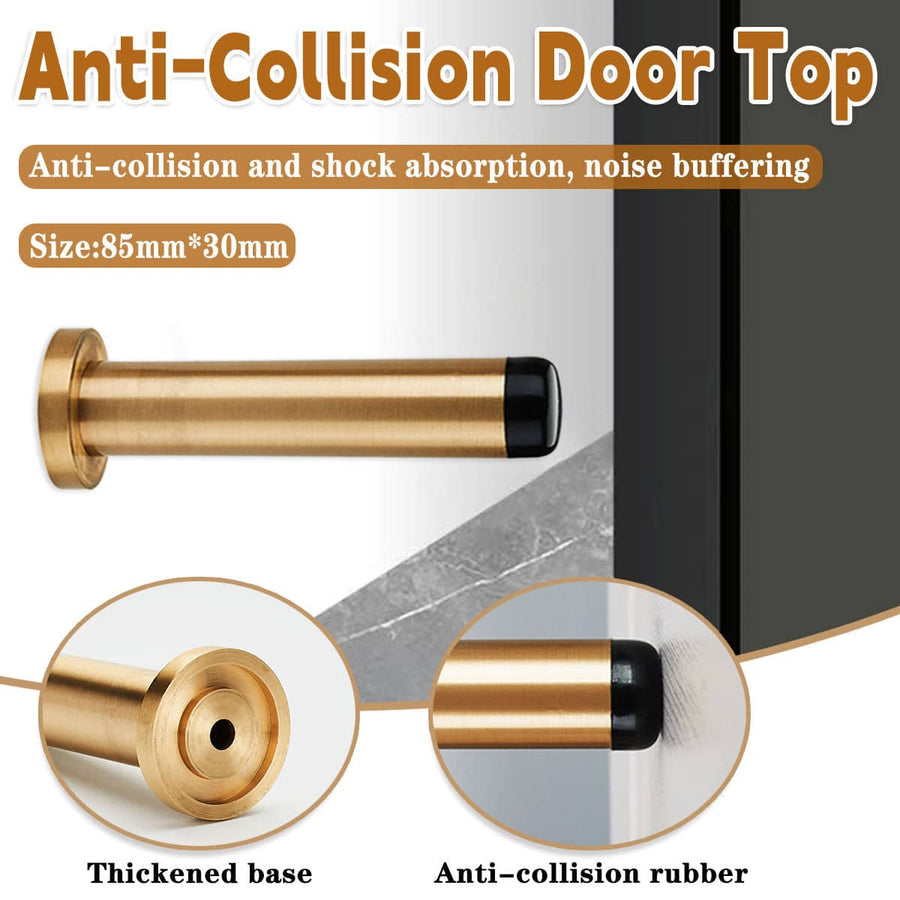 Brass Anti Collision Door Stopper with Rubber Tip, Wall Mounted Door Buffer for Bathrooms
