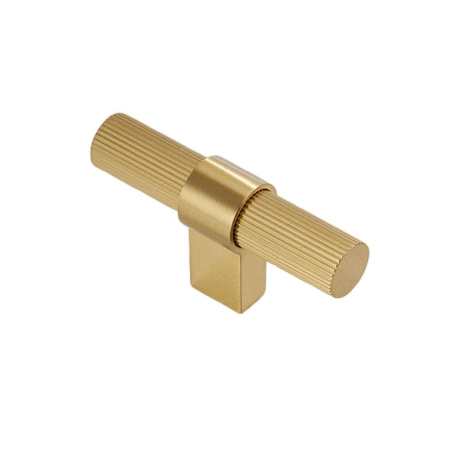 Brass Cabinet Handle, Knurled Gold Finish - 6.8 cm