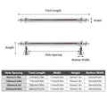 Brass Cabinet Handle - Silver, 160 mm Hole Spacing, 202 mm Long - view 4