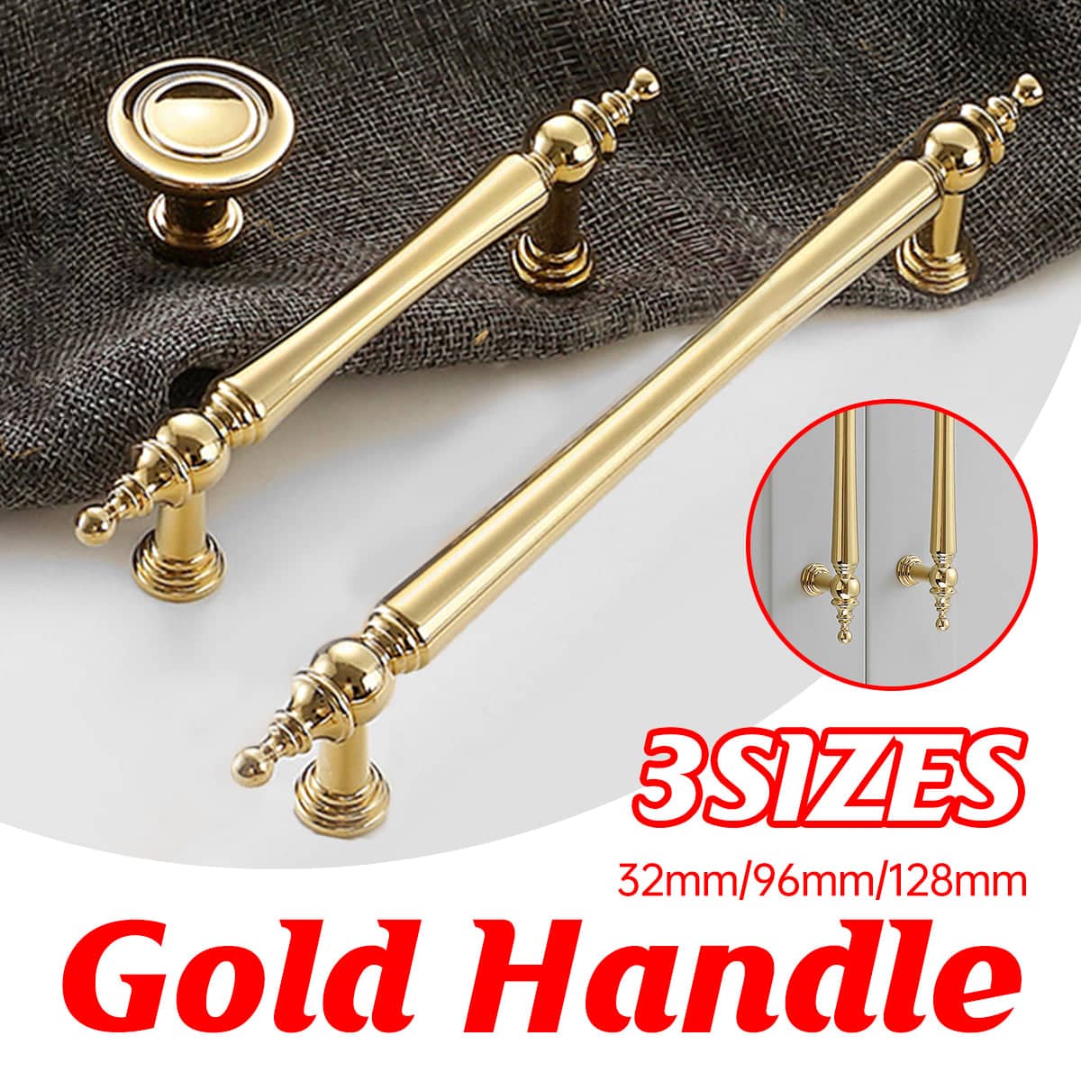 Brass Cabinet Handle, Vintage Gold - 96mm Hole Spacing - view 2