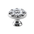 Brass Cabinet Knob, Silver Daisy Flower Pattern - Style D