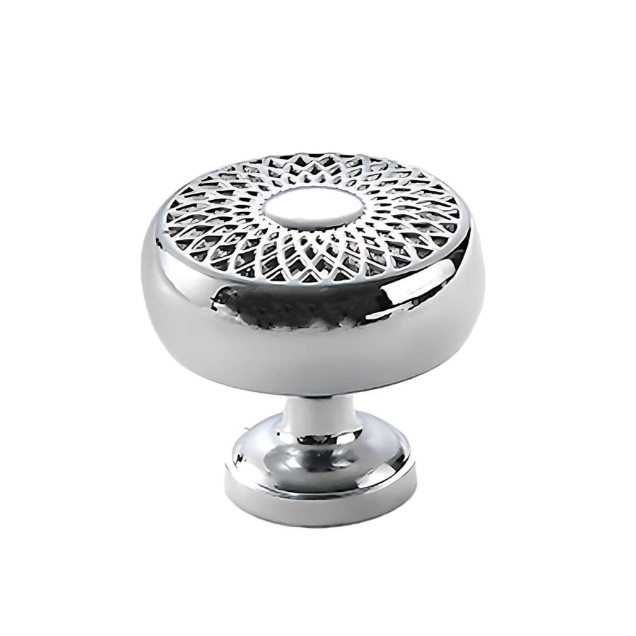 Brass Cabinet Knob, Silver Lattice Pattern - Style B
