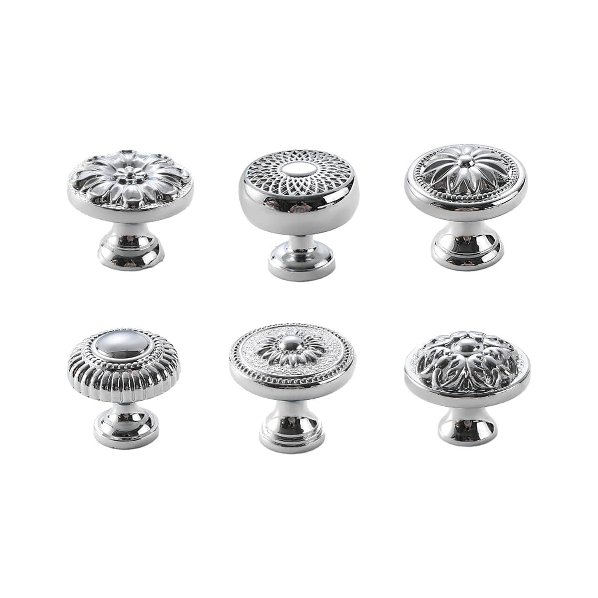 Brass Cabinet Knob, Silver Lattice Pattern - Style B - view 3