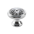 Brass Cabinet Knob, Silver Star Flower with Beaded Rim - Style E