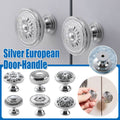 Brass Cabinet Knob, Silver Sunflower Design with Beaded Rim - Style A - view 2