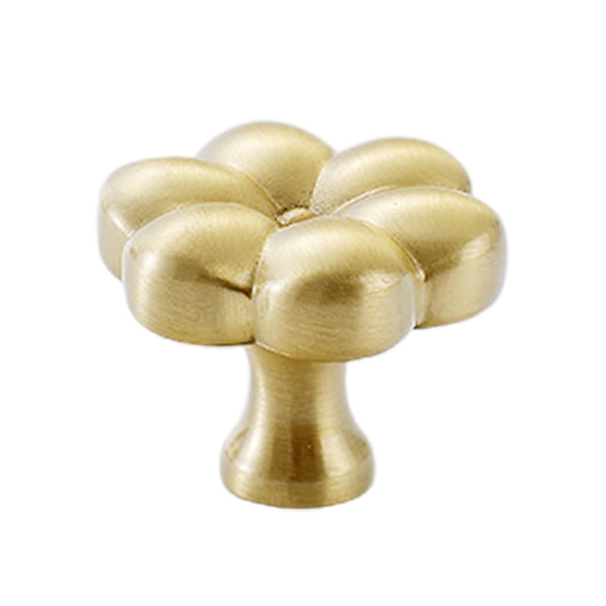 Brass Flower Cabinet Knob for Wardrobes and Drawers - Brushed Brass