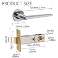 Brass Indoor Door Lever Lock Set for Bedroom - Gold - view 4