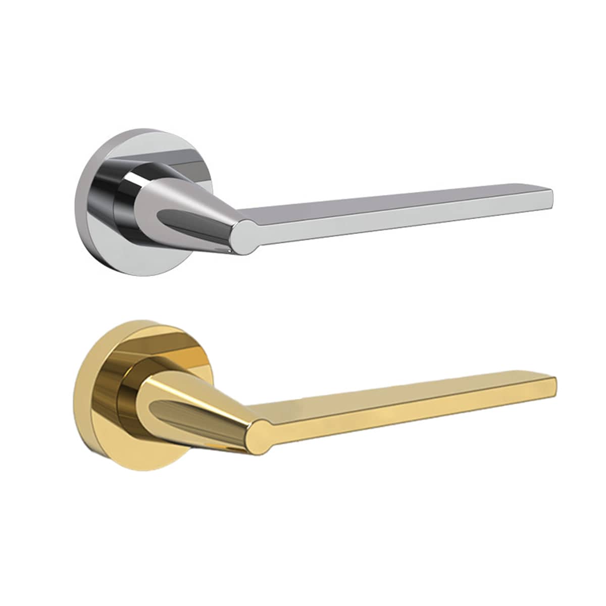 Brass Indoor Door Lever Lock Set for Bedroom - Silver - view 3