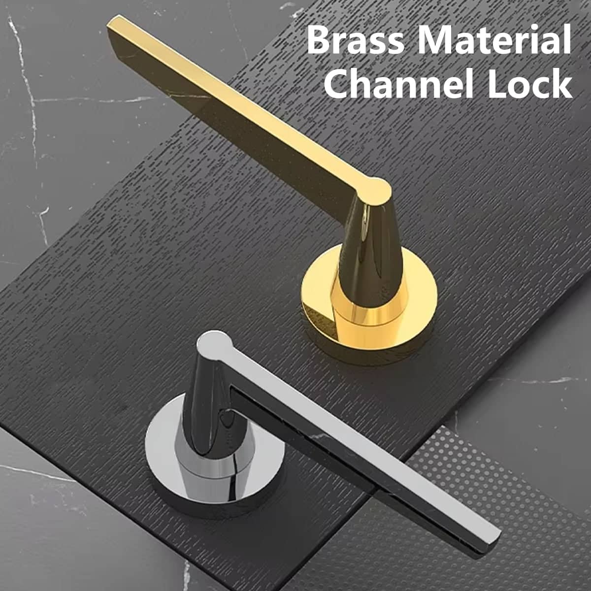 Brass Indoor Door Lever Lock Set for Bedroom - Silver - view 5