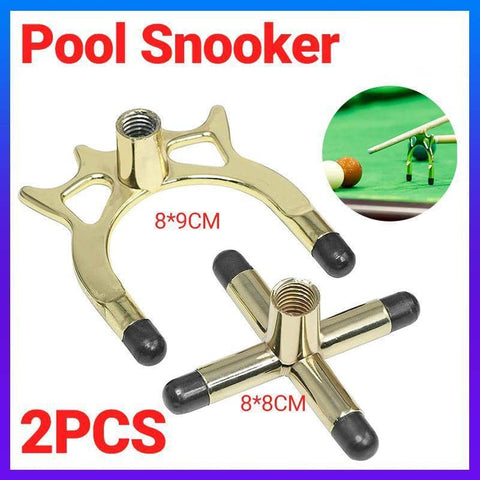 Brass Pool Snooker Billiard Cue Rest Set, Cross and Spider Jigger, Pack of 2