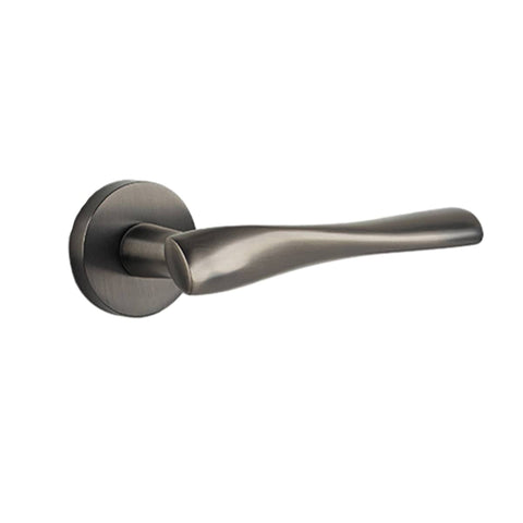 Brass Privacy Door Handle Lock Set for Bedroom and Bathroom - Gunmetal