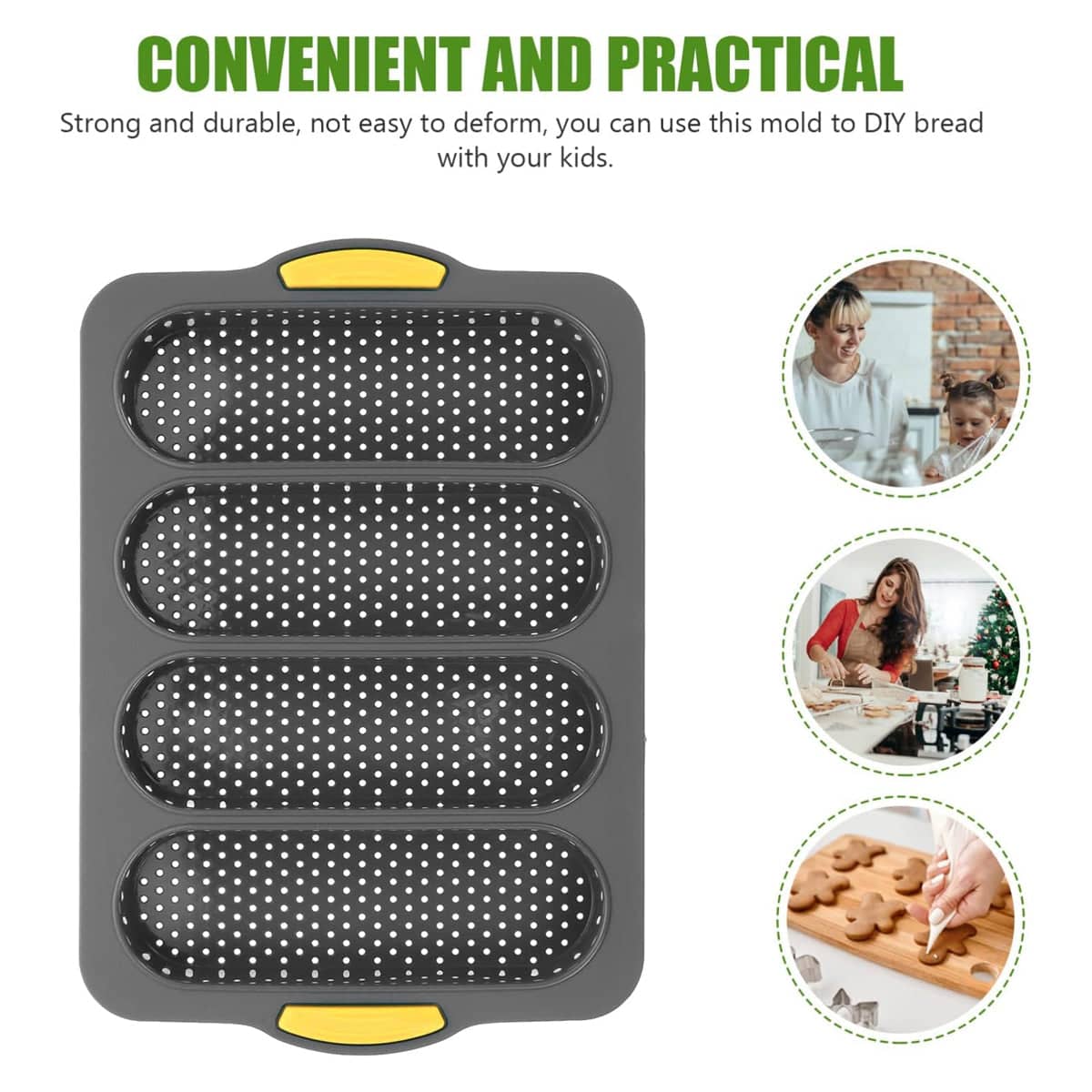 Bread Baking Tray, Four Oval Compartments, Non-Stick, 33.5 x 23.5 cm