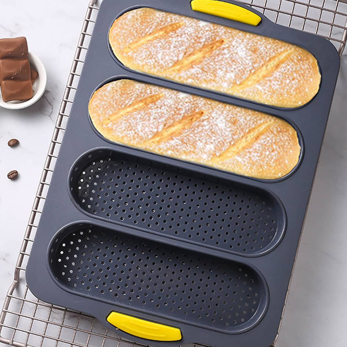 Bread Baking Tray, Four Oval Compartments, Non-Stick, 33.5 x 23.5 cm - view 5