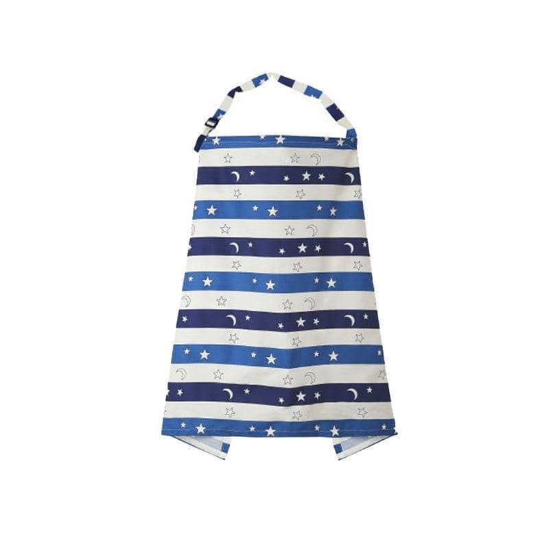 Breastfeeding Nursing Cover Scarf, 100 x 70 cm - Blue Striped Stars and Moons