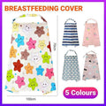 Breastfeeding Nursing Cover Scarf, 100 x 70 cm - Blue Striped Stars and Moons - view 2