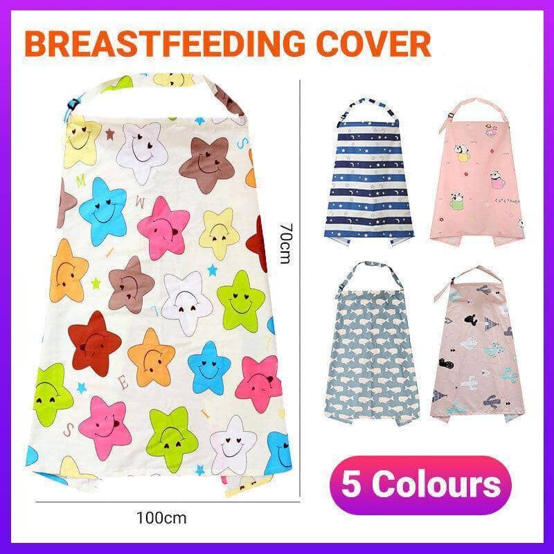 Breastfeeding Nursing Cover Scarf, 100 x 70 cm - Blue Striped Stars and Moons - view 2