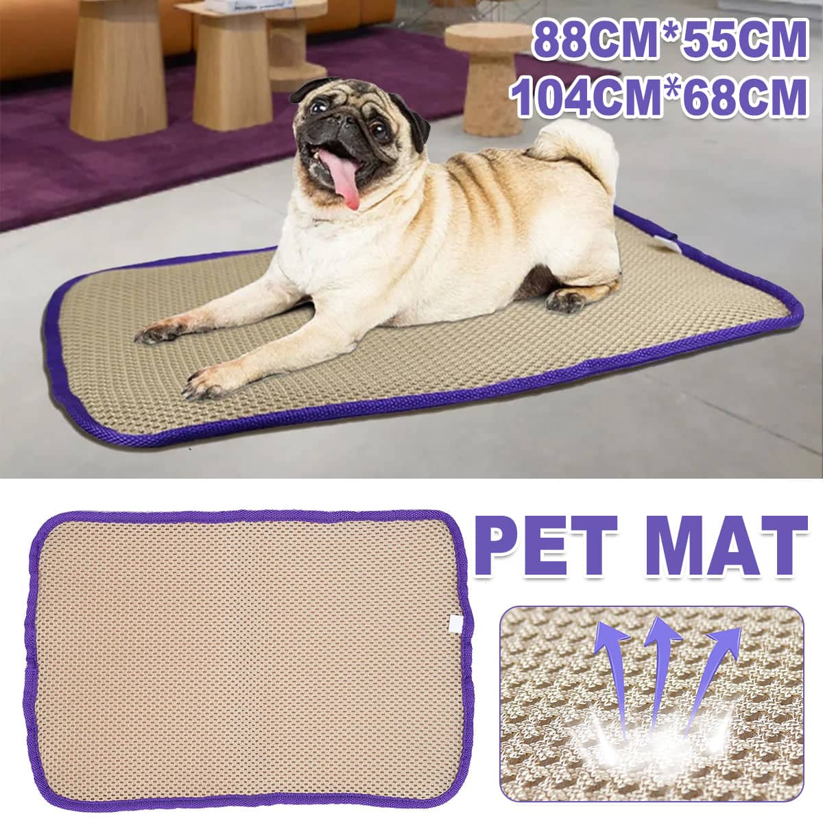 Breathable Honeycomb Mesh Pet Mat for Dogs - Size L, 88 x 55 cm - view 2