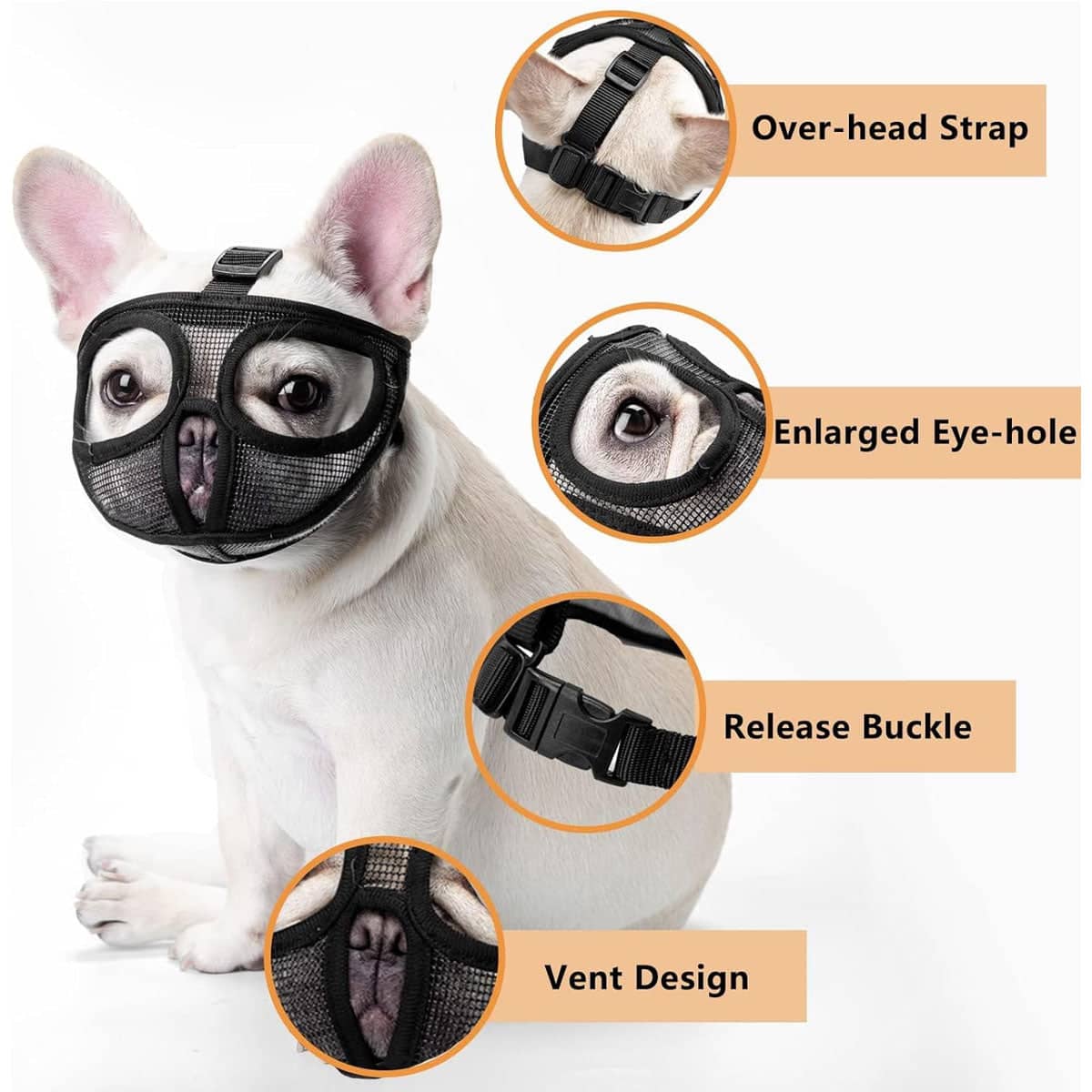 Breathable Mesh Dog Muzzle for Short Snout Dogs - Size M (Neck 46-56 cm) - view 5