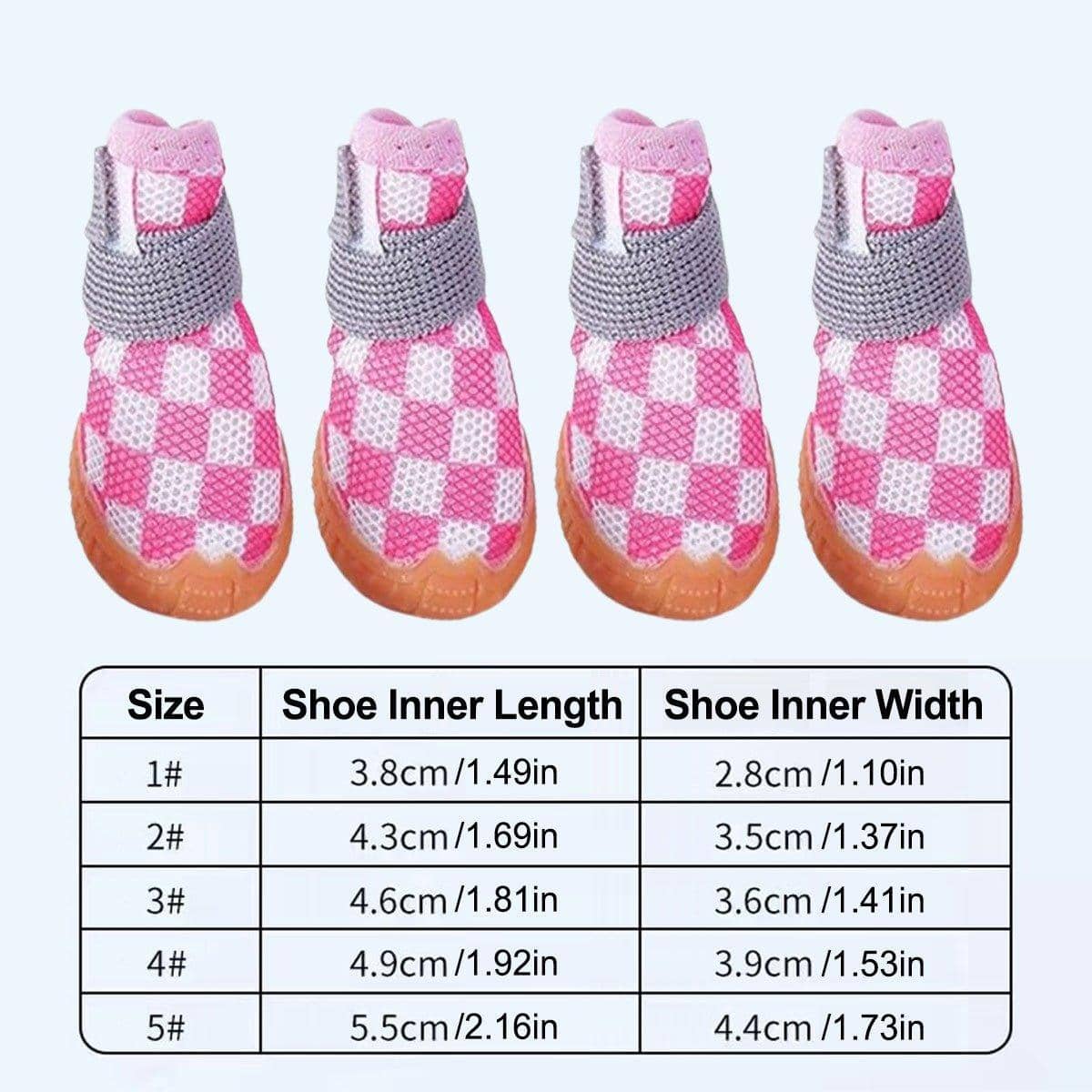 Breathable Mesh Dog Shoes, Pack of 4 - Green Check, Size 3 (4.6 cm) - view 4