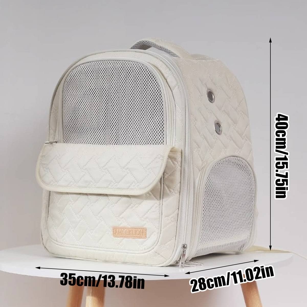 Breathable Pet Backpack Carrier Quilted Cat and Small Dog Bag with Ventilation Window - view 3