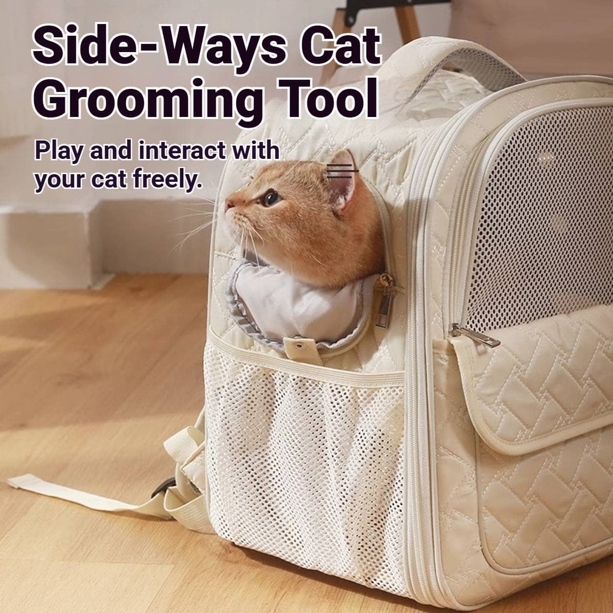 Breathable Pet Backpack Carrier Quilted Cat and Small Dog Bag with Ventilation Window - view 4