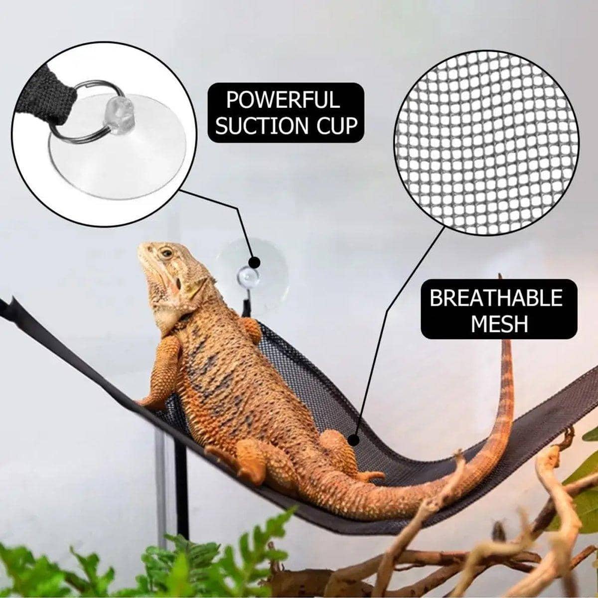 Breathable Reptile Hammock with Suction Cups - Small, 33 cm Sides, Pack of 2 - view 4