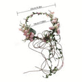 Bridal Floral Flower Crown Headband - Blue, 25 cm Diameter - view 4