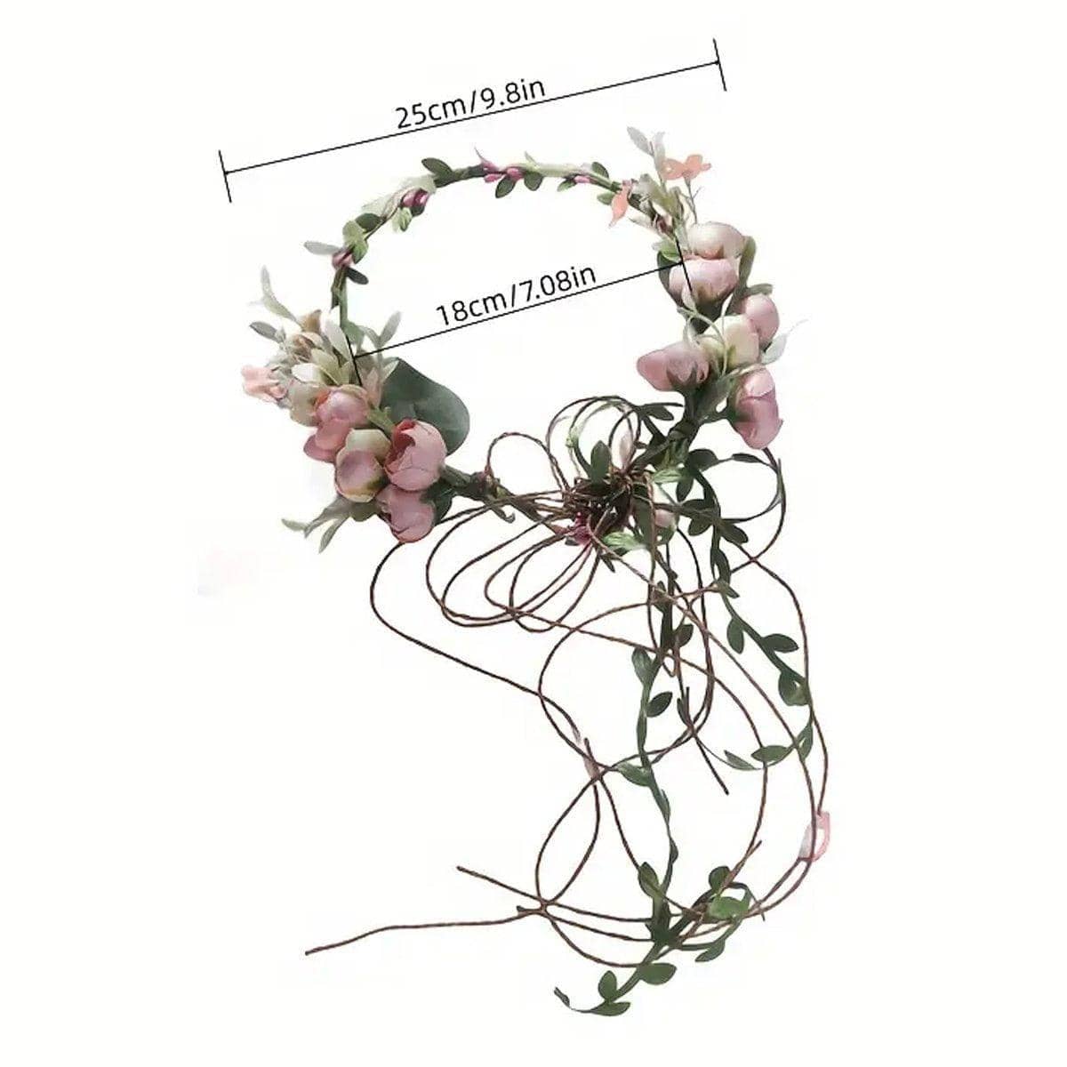 Bridal Floral Flower Crown Headband - Blue, 25 cm Diameter - view 4