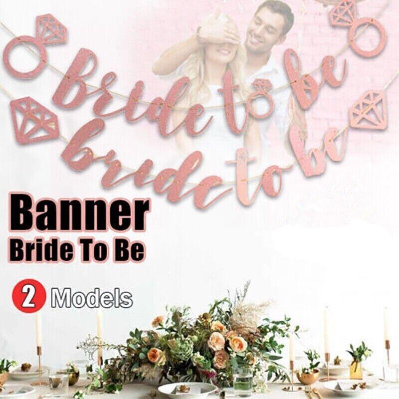 Bride to Be Rose Gold Banner for Hens Party - Diamond Ring Design - view 2