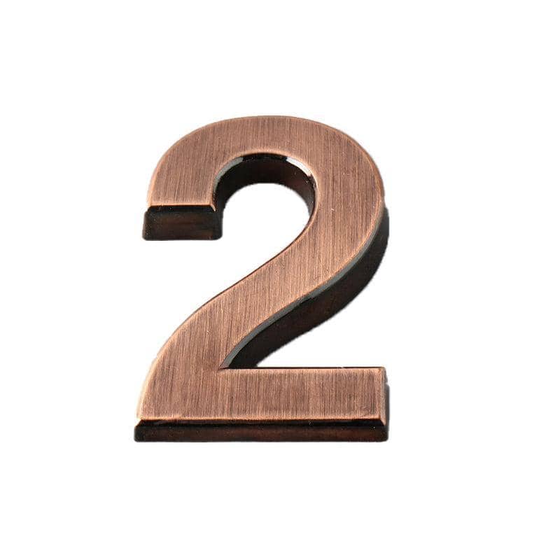 Bronze Door Number Sticker for Room and Address Numbers - Number 2